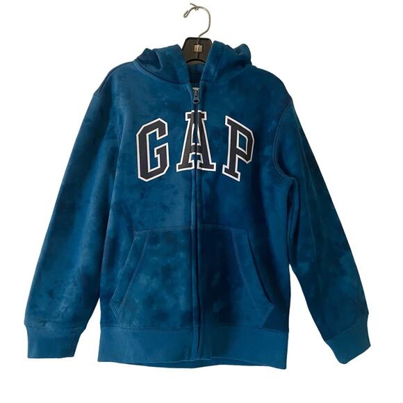 Y2k GAP Kids Blue‎ Zip Up Hoodie Jacket Logo Pockets Size Small - Picture 1 of 14
